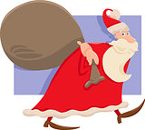 santa with sack cartoon illustration