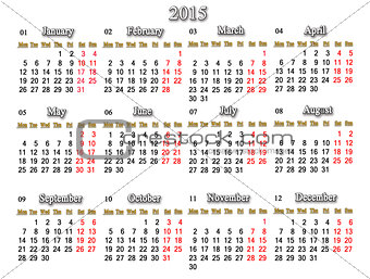 calendar for 2015 year