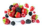 Big Pile of Fresh Berries on White Background