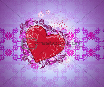 Heart on pattern background