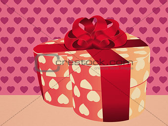 Heart shaped pink gift box