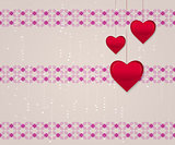 Hearts on pattern background