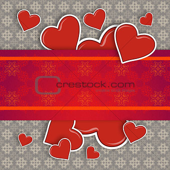 Hearts on vintage background