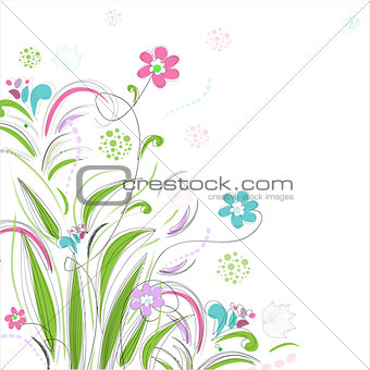 Floral background with butterfly art illustration cute