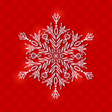 White Paper Snowflake on Christmas Background