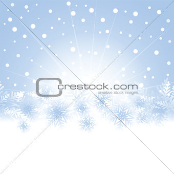 Christmas snowflakes on blue background of the greeting card.
