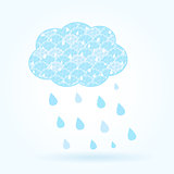Vector Light Blue Cloud with Rain Drops.