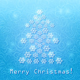 Christmas Tree Composed From Snowflakes.