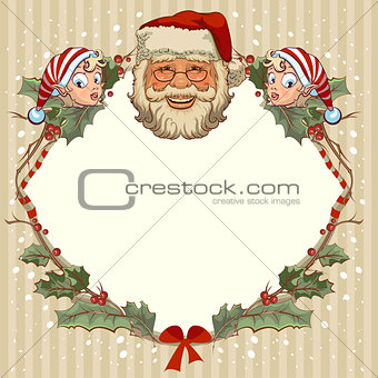 The head of Santa Claus and gnome. Template cards for Christmas
