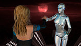 Female Human and Robot - Artificial Intelligence Technology