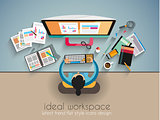 Ideal Workspace for teamwork and brainsotrming with Flat style.