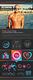 One page dating website flat UI design template.