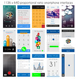 Smartphone UI flat style complete designer layout kit