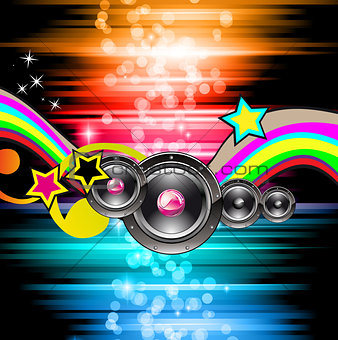 PArty Club Flyer for Music event with Explosion of colors.