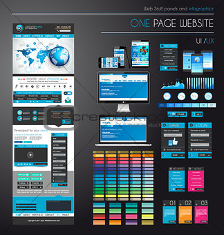 One page website flat UI UXdesign template.
