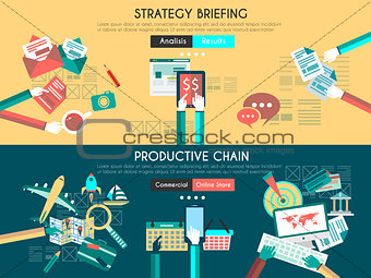 Icon Flat UI designs for business briefing, and developing process