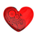 Mechanical heart from red glass