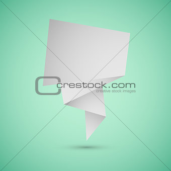 Abstract origami speech background on green background