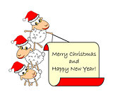 Funny Christmas cartoon sheep