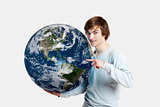 Man holding the planet earth