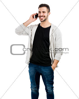 Young man talking on cell phone