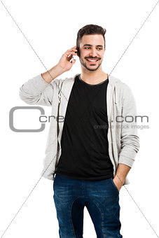 Young man talking on cell phone