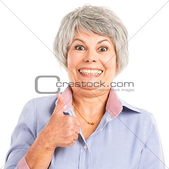Elderly woman with thumbs up