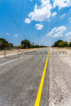 Endless road with blue sky