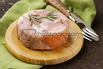 homemade roast pork carbonate with rosemary and black pepper