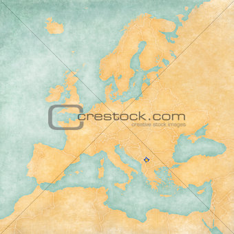 Map of Europe - Kosovo (Vintage Series)