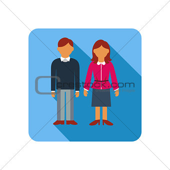 Couple on a blue background, flat style