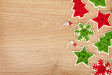 Christmas decor on wooden background