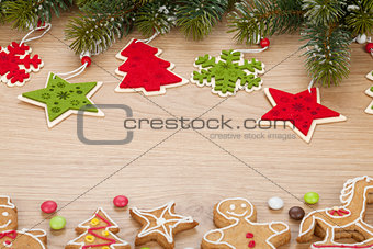 Christmas fir tree, cookies and decor