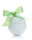 Christmas bauble with green ribbon
