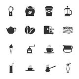 Coffe black and white flat icons set