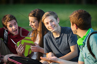 Male Teen Studying with Friends