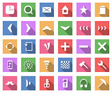 Flat icon set, vector collection with long shadow