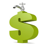 Water tap with green dollar sign