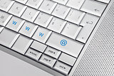 Silver keyboard. Internet concept.
