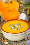 Bowl of pumpkin soup.