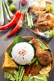 Southeast Asian food nasi ayam penyet