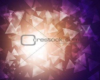 Glow multicolor triangles on dark background
