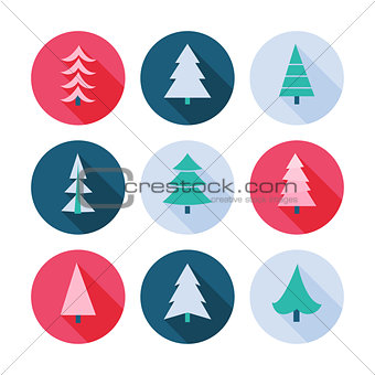 Set of Christmas trees icons.