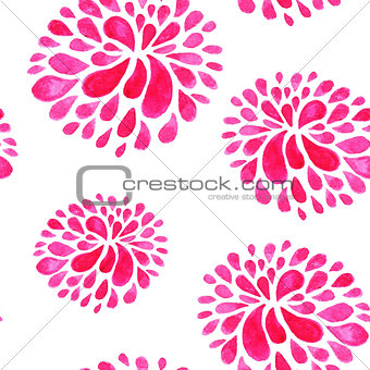 Seamless pattern with red watercolor flowers
