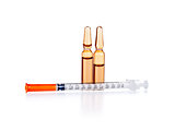 Medical Medicine brown Ampule with syringe