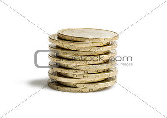 coin stack isolated on white