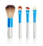 Makeup Brushes with reflection on isolated white background
