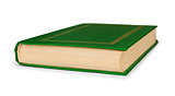 closed book in green cover to the side on an isolated white back