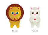 Cute Lion and Lamb Illustrations