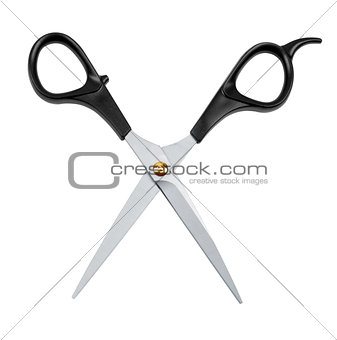 hairdressing scissors on an isolated white background